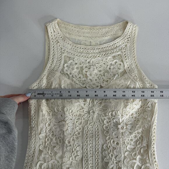 Sue Wong Nocturn Dress Womens 4 Cream Lace Sheath Bridal Cocktail Embroidered - Picture 9 of 14